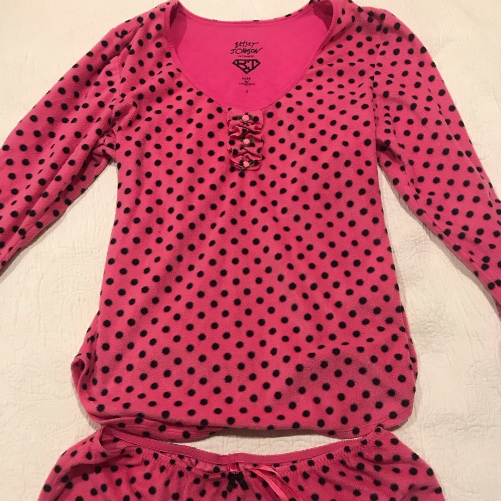 Betsey Johnson pink polka dot pajamas size Small